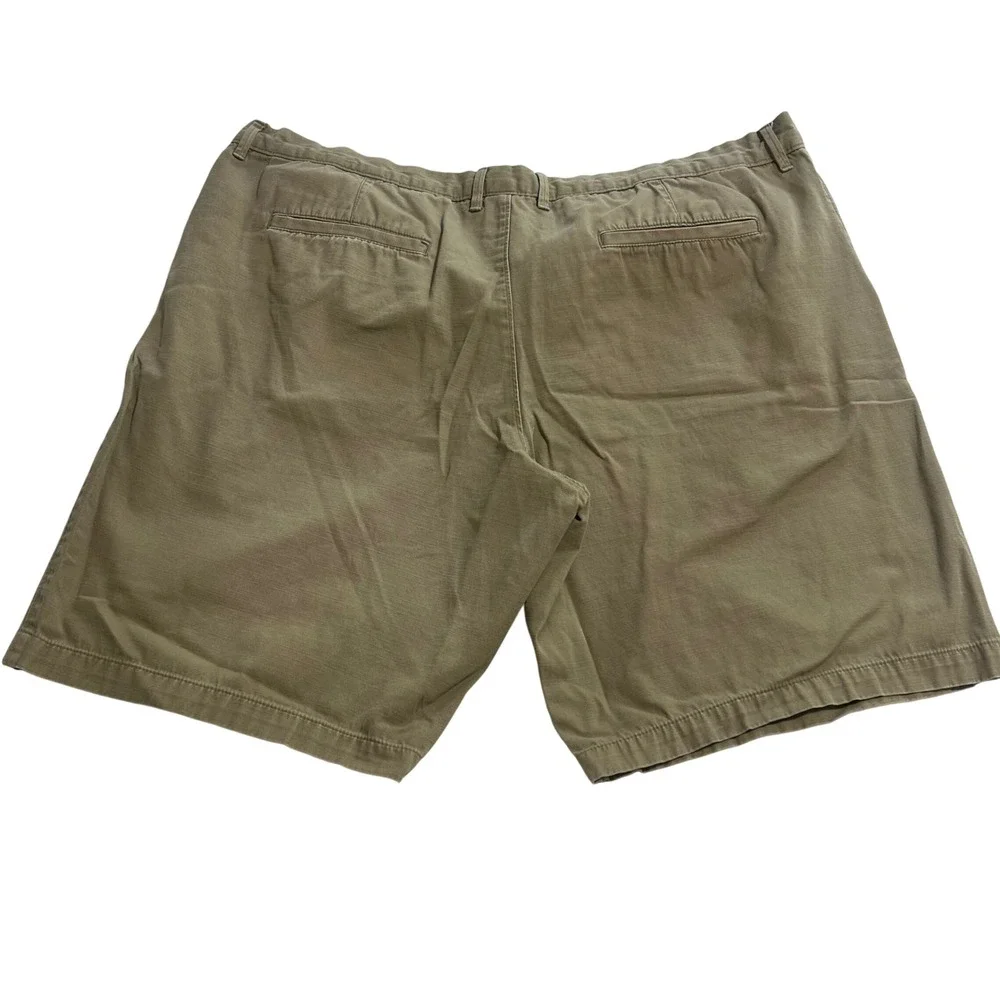 Merona Mens Khaki Tan Chino Shorts Size 42 100% Cotton Flat Front Casual Summer‎
